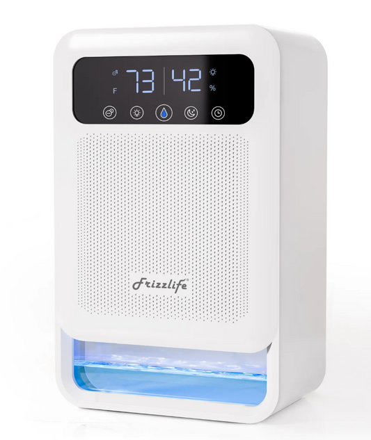 Frizzlife White Dehumidifier With Air Purifier 4L Water Tank DH80 7 Colour Light
