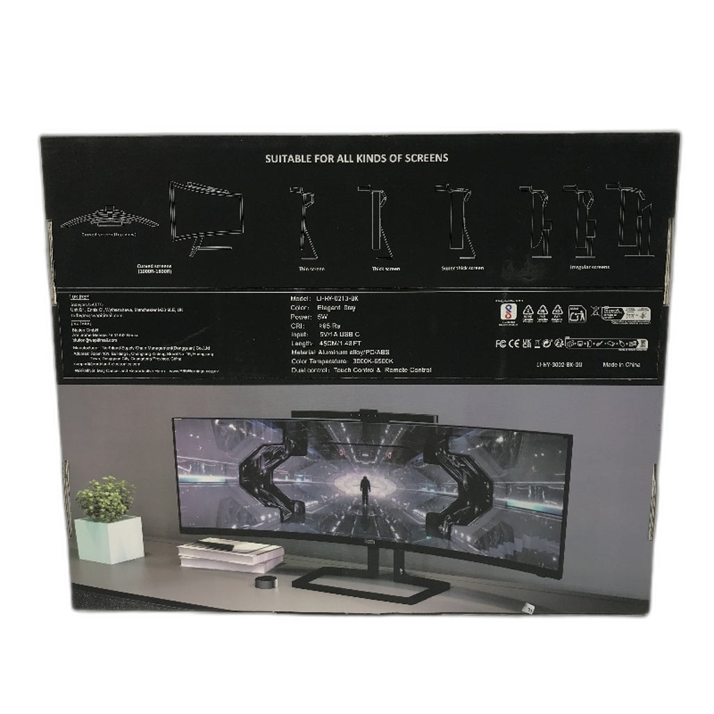 Quntis Black Curved Monitor Light Bar With Remote & Touch Control USB Lamp