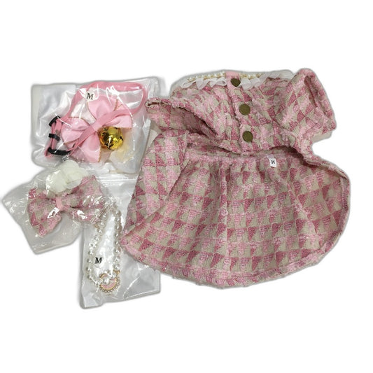 4 Pieces Pink Cute Doggy Dress & Accessories Bundle Dog Size 2XS