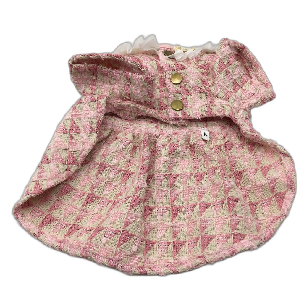 4 Pieces Pink Cute Doggy Dress & Accessories Bundle Dog Size 2XS