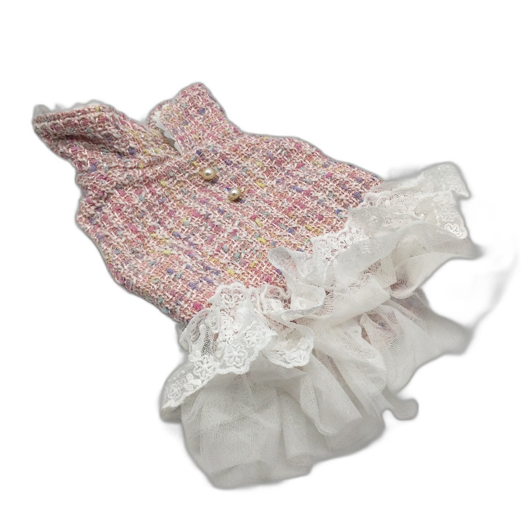 4 Pieces Cute Pink Doggy Tutu Dress & Accessories Bundle Dog Size 2XS