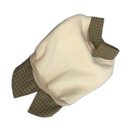 Milo & Mink Beige & Brown Collared Check Doggy Pullover Sweater Jumper Size S