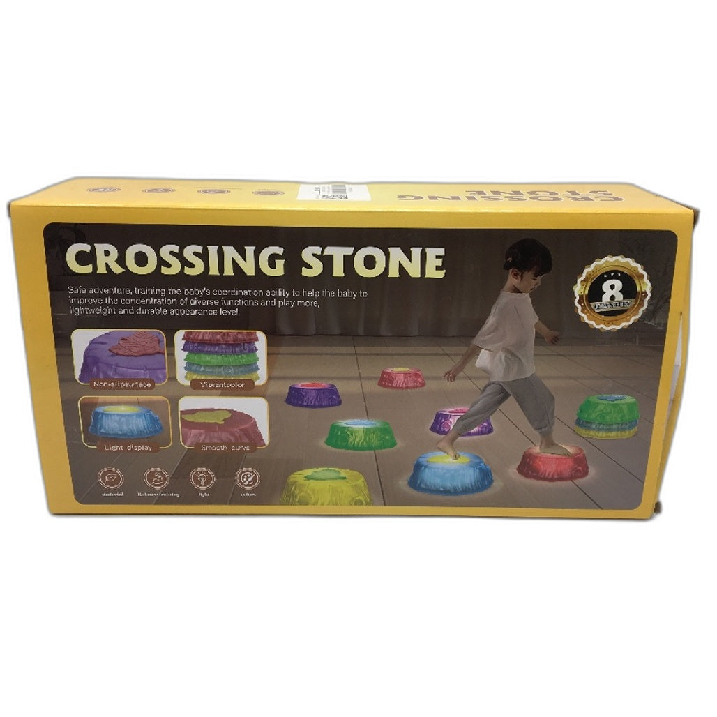 8 Pcs Light-Up Stepping Stones Mutlicoloured Balancing Obstacle Course