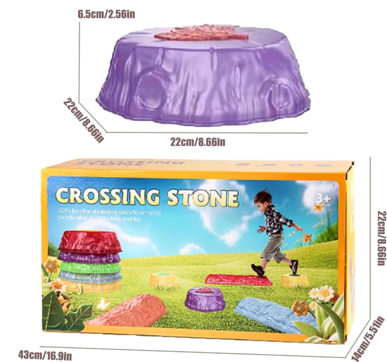 8 Pcs Light-Up Stepping Stones Mutlicoloured Balancing Obstacle Course