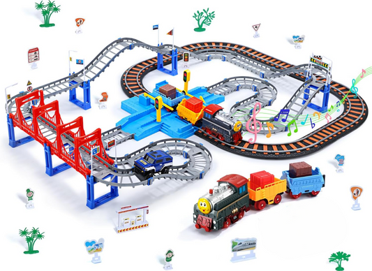 Cute Stone 101 Pcs Toy Train Track Playset Create Your Own World Railway