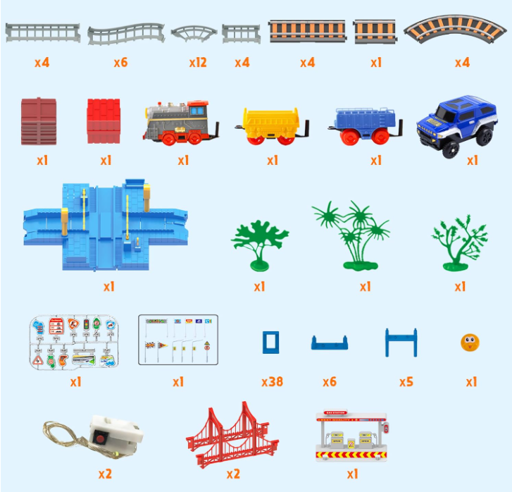 Cute Stone 101 Pcs Toy Train Track Playset Create Your Own World Railway