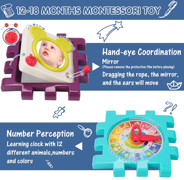 Qizebaby 11-in-1 Activity Cube Baby Toy 3-18 Months Detachable Montessori Box