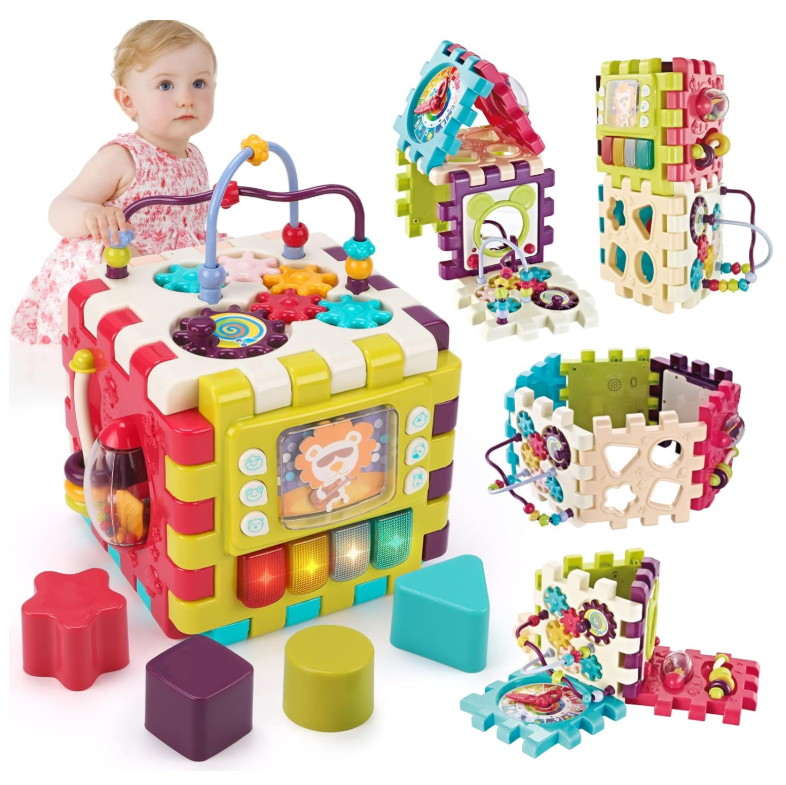 Qizebaby 11-in-1 Activity Cube Baby Toy 3-18 Months Detachable Montessori Box