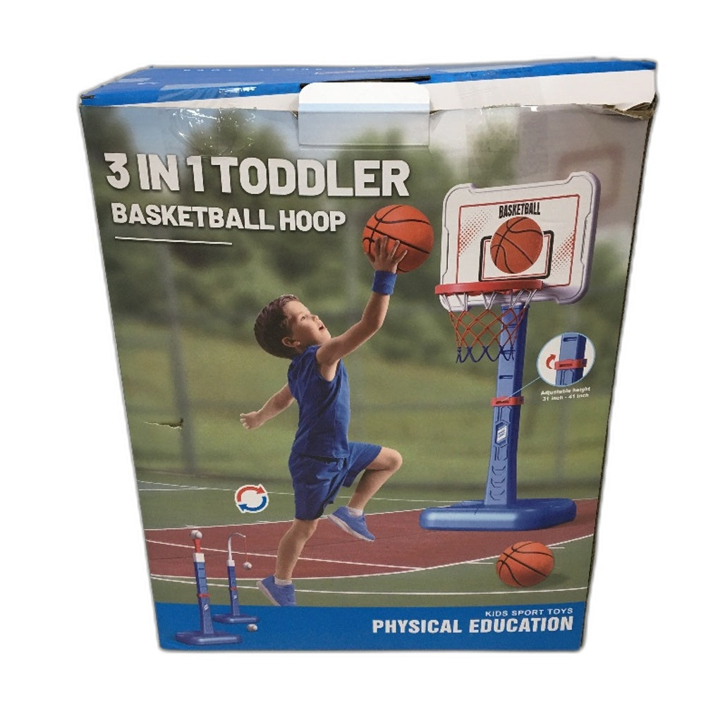 3-in-1 Kids Basketball Hoop & T-Ball Set Adjustable Outdoor Sports Play Set