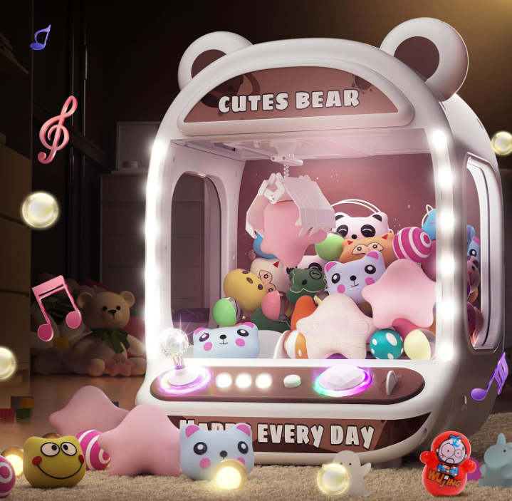 Skirfy Electric Brown Bear Music Playing Claw Machine With Coins & Prizes