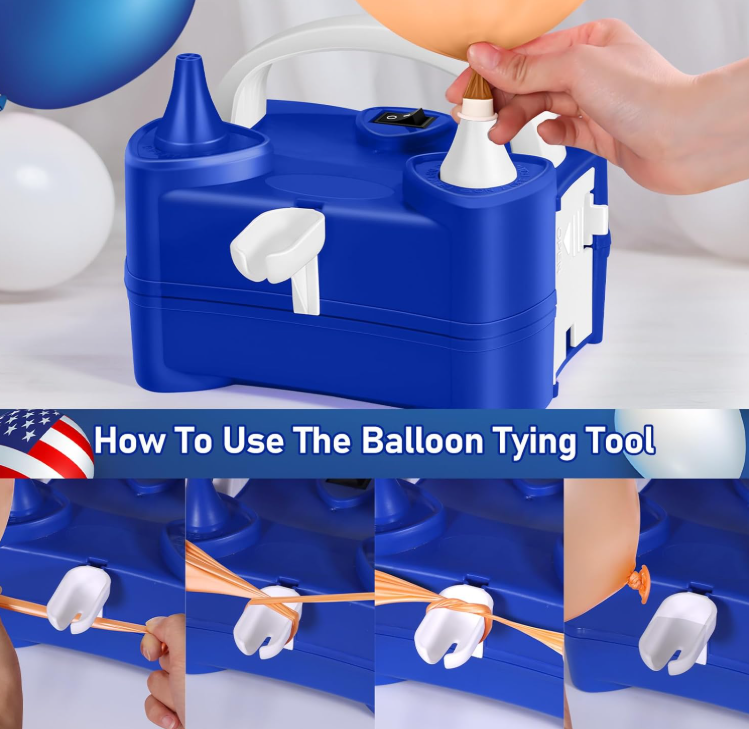 Electric Balloon Pump Dark Blue Air Pump With 5 Accessories & 2 Inflation Modes