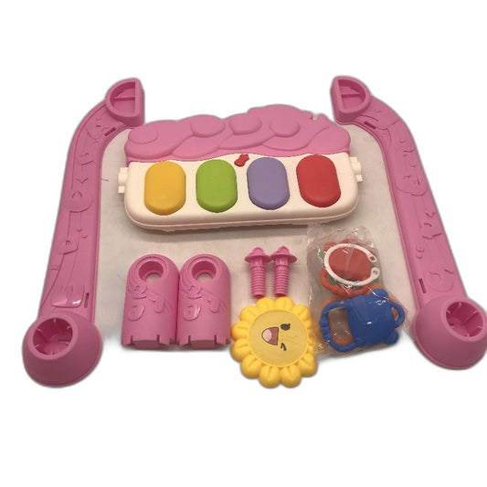 Baby Gym Piano Fitness Petal Activity Playmat With Music Lights Tummy Time Pink