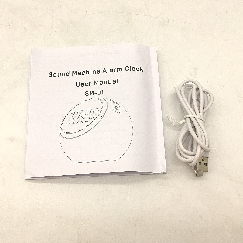 White Noise Sound Machine With Digital Clock Alarm Soothing Sounds Night Light