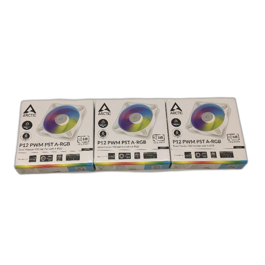 Arctic 3 Pack P12 PWM PST A-RGB Computer PC Cooling Fans Low Noise LED Lights