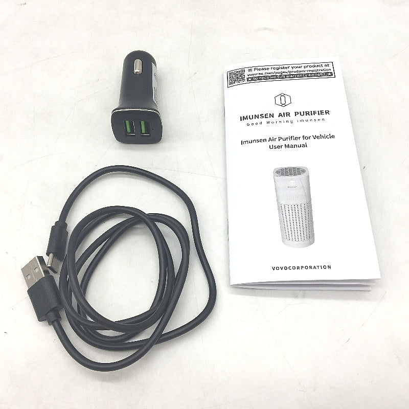 IMUNSEN Portable Car Air Purifier With Cypress Wood 4 Stage Filtration True HEPA