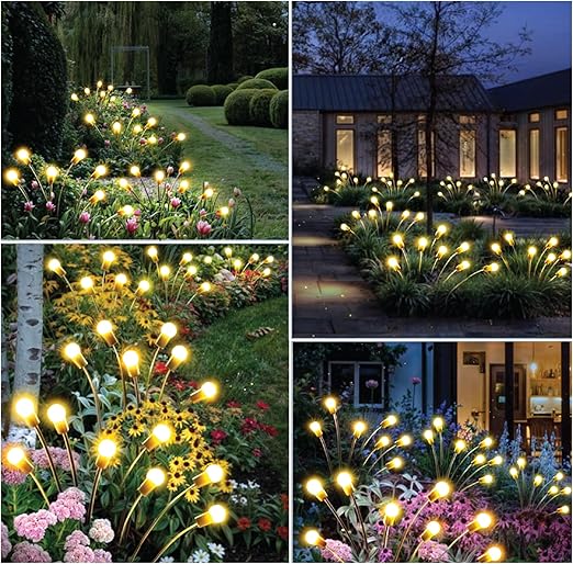 25th Hour Solar Firefly Outdoor Garden Decoration Lights Warm White 2 Pack NEW