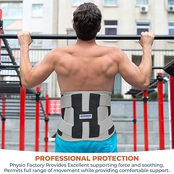 PhysioFactory Lumbar Support Brace Back Protection Effective Pain Relief Size XL