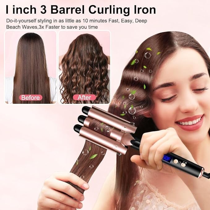 Waver Curling Iron Wand 5 In 1 Hair Curler With LCD Display Temperature Control
