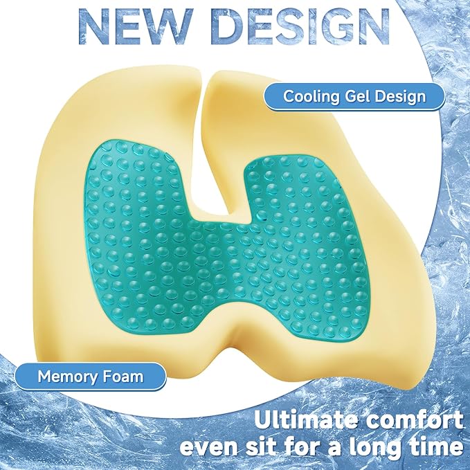 Benazcap Extra Large Gel Seat Cushion For Office Chair Ergonomic Butt Pillow NEW