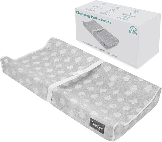 Timkos Machine Washable Baby Changing Pad with Grey Cloud Cover 80x40.6x10cm NEW