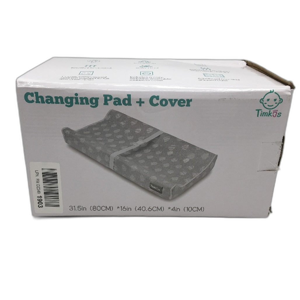 Timkos Machine Washable Baby Changing Pad with Grey Cloud Cover 80x40.6x10cm NEW