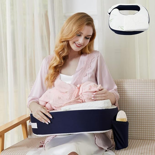 DRESIME Bamboo Fibre Memory Foam Baby Breastfeed Nursing Pillow in Navy NEW