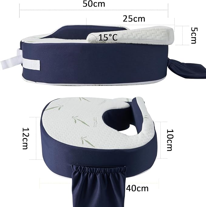DRESIME Bamboo Fibre Memory Foam Baby Breastfeed Nursing Pillow in Navy NEW