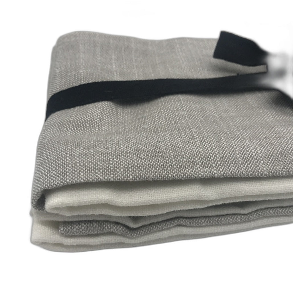 West Elm Set of 4 Grey and White Single Stripe Cotton Table Napkin Set NEW
