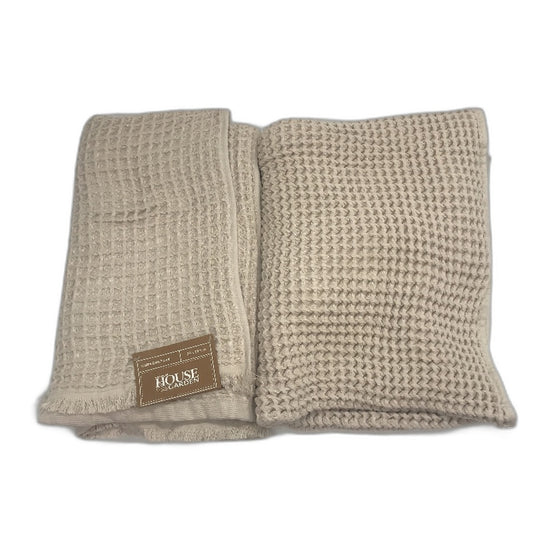 Australian House and Garden 2pc Waffle Turkish Cotton Beige Bath Towels NEW