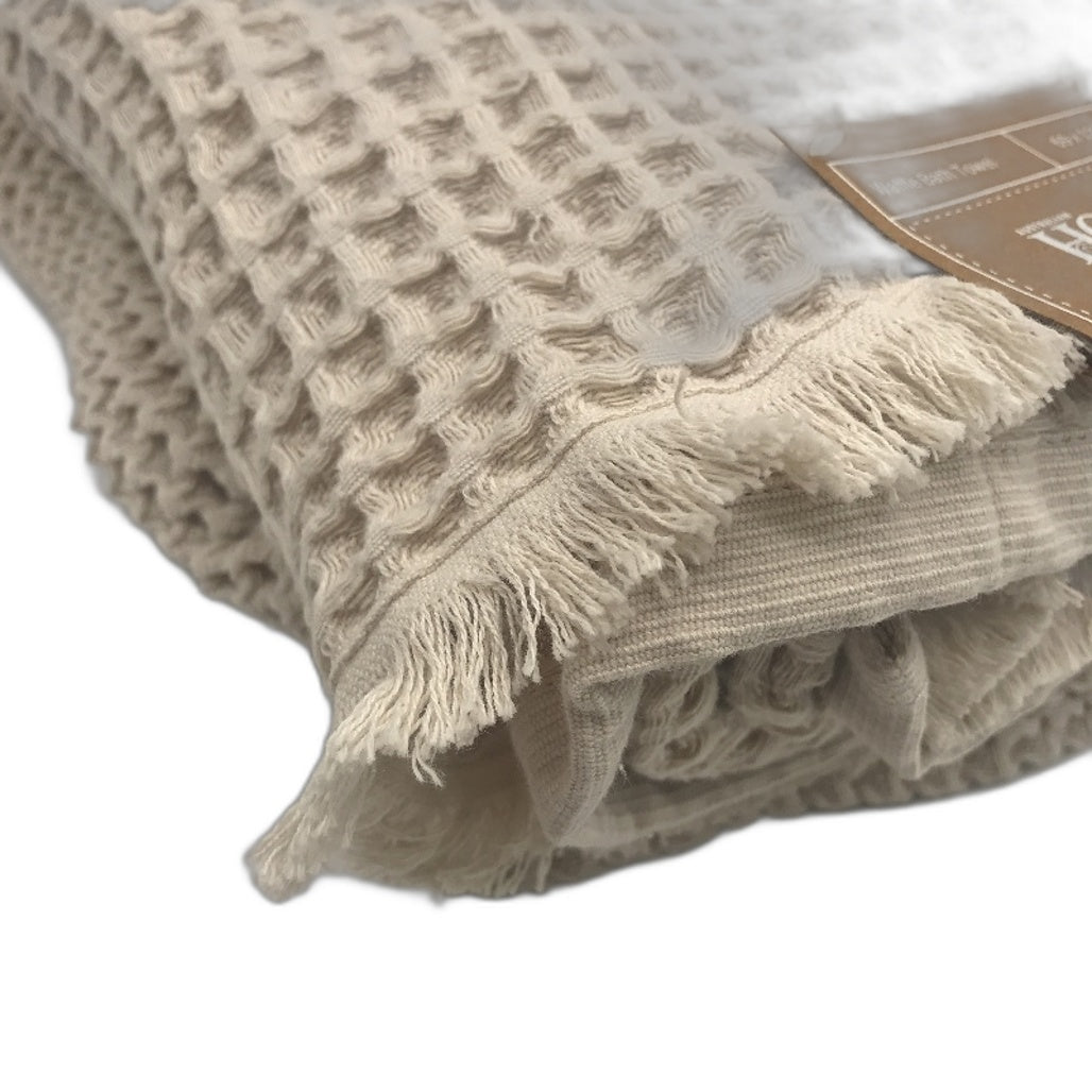 Australian House and Garden 2pc Waffle Turkish Cotton Beige Bath Towels NEW