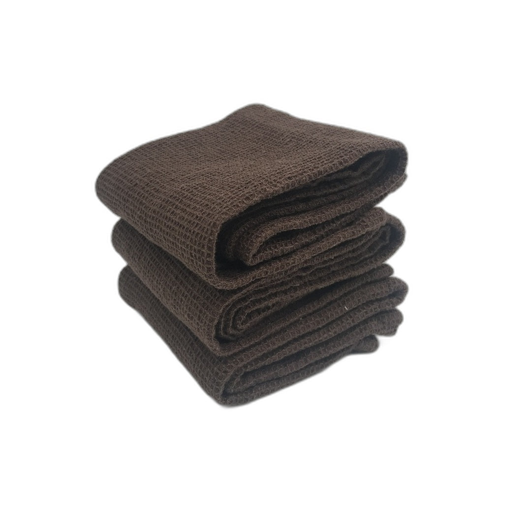 Seed Heritage 3pc Chocolate Brown Waffle Hand Towels 45x47cm NEW