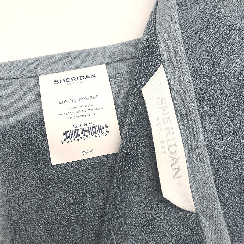 Sheridan 2pc Luxury Retreat Turkish Cotton Blue Face Towels 33x33cm NEW