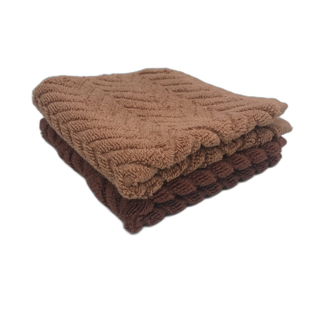 Adairs 2pc Mimosa 600GSM Earth and Clay Textured Cotton Face Washer 33x33cm NEW