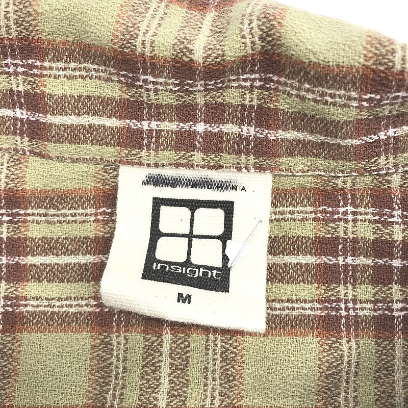 Insight Dazed Button Up Brown Check Relaxed Resort Shirt Mens Size Medium NEW