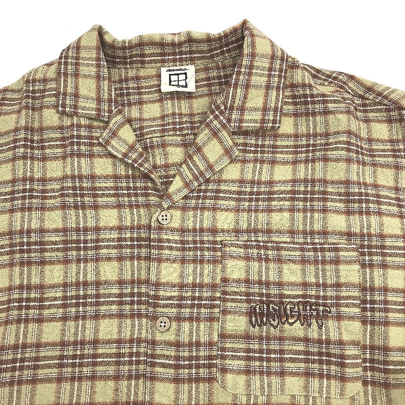Insight Dazed Button Up Brown Check Relaxed Resort Shirt Mens Size Medium NEW