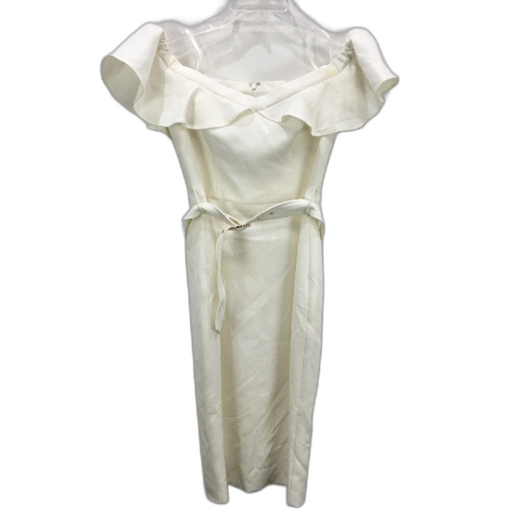 Forever New Off Shoulder Belted Bodycon White Midi Dress Ladies Size AU 8 NEW