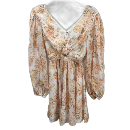 Ever New Long Sleeve Sheer Orange Floral Mini Dress Ladies Size AU 6 NEW