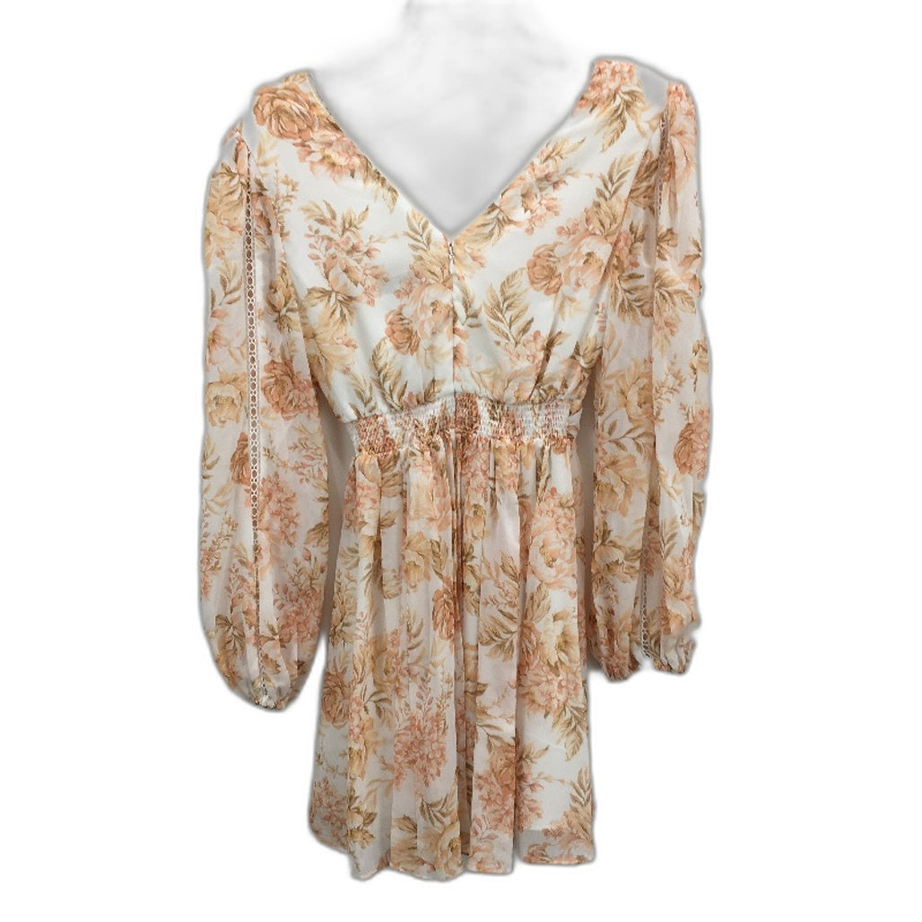 Ever New Long Sleeve Sheer Orange Floral Mini Dress Ladies Size AU 6 NEW