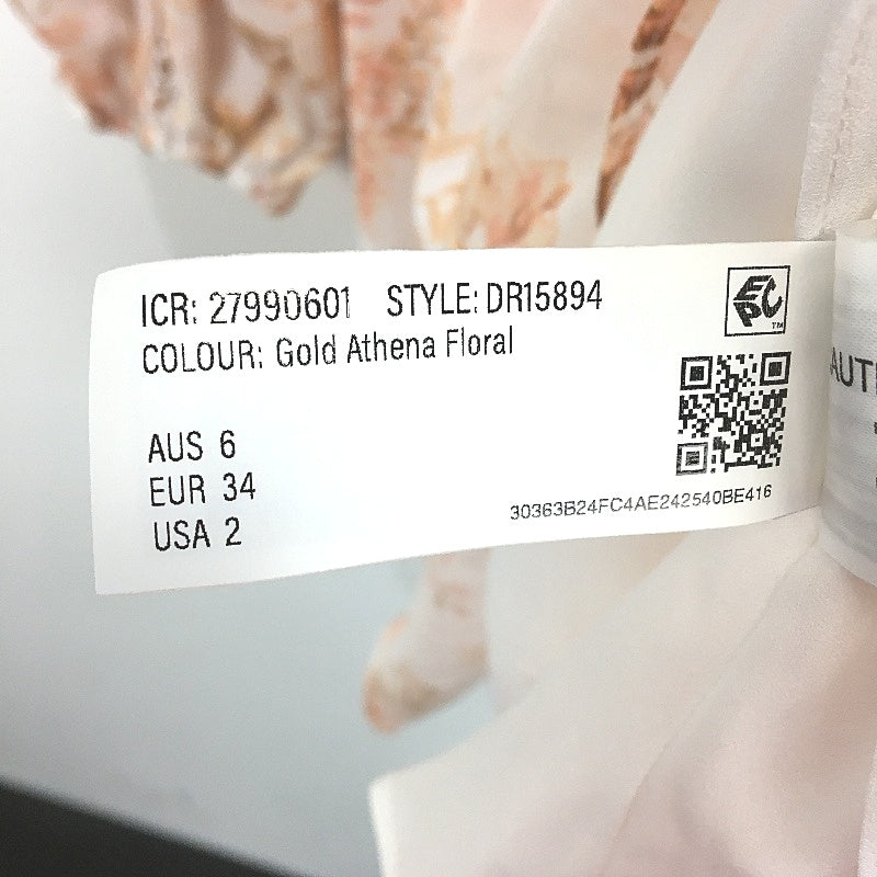 Ever New Long Sleeve Sheer Orange Floral Mini Dress Ladies Size AU 6 NEW