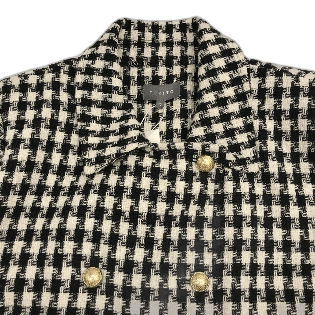Tokito Black White Hounds Tooth Pattern Single Breast Jacket Ladies Size 10 NEW