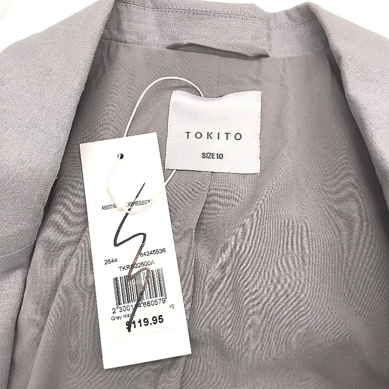 Tokito Grey Marle Open Style Linen Blend Blazer Jacket Ladies Size 10 NEW