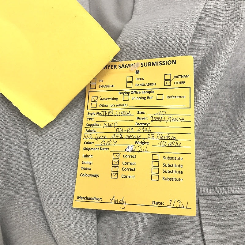 Tokito Grey Marle Open Style Linen Blend Blazer Jacket Ladies Size 10 NEW