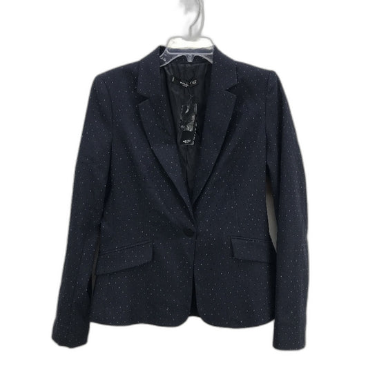 Mango Basics Navy Blue White Dot Single Button Blazer Jacket Ladies Size 10 NEW