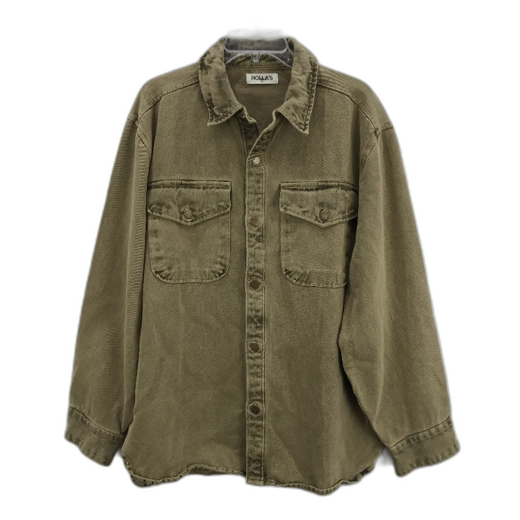 Rollas Denim Khaki Green Brown Trade Drill Shacket Shirt Jacket Mens Size L NEW