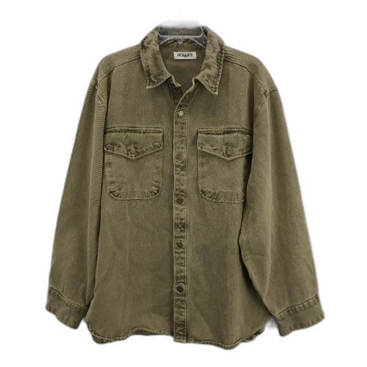 Rollas Denim Khaki Green Brown Trade Drill Shacket Shirt Jacket Mens Size L NEW