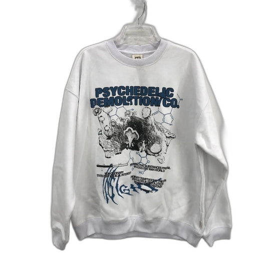 Insight White Printed Psych Demolition Co Fleece Crew Jumper Mens Size L NEW