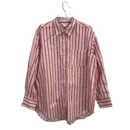 Subtitled Berry Stripe Pink Long Sleeve Poppy Poplin Shirt Ladies Size M/L NEW