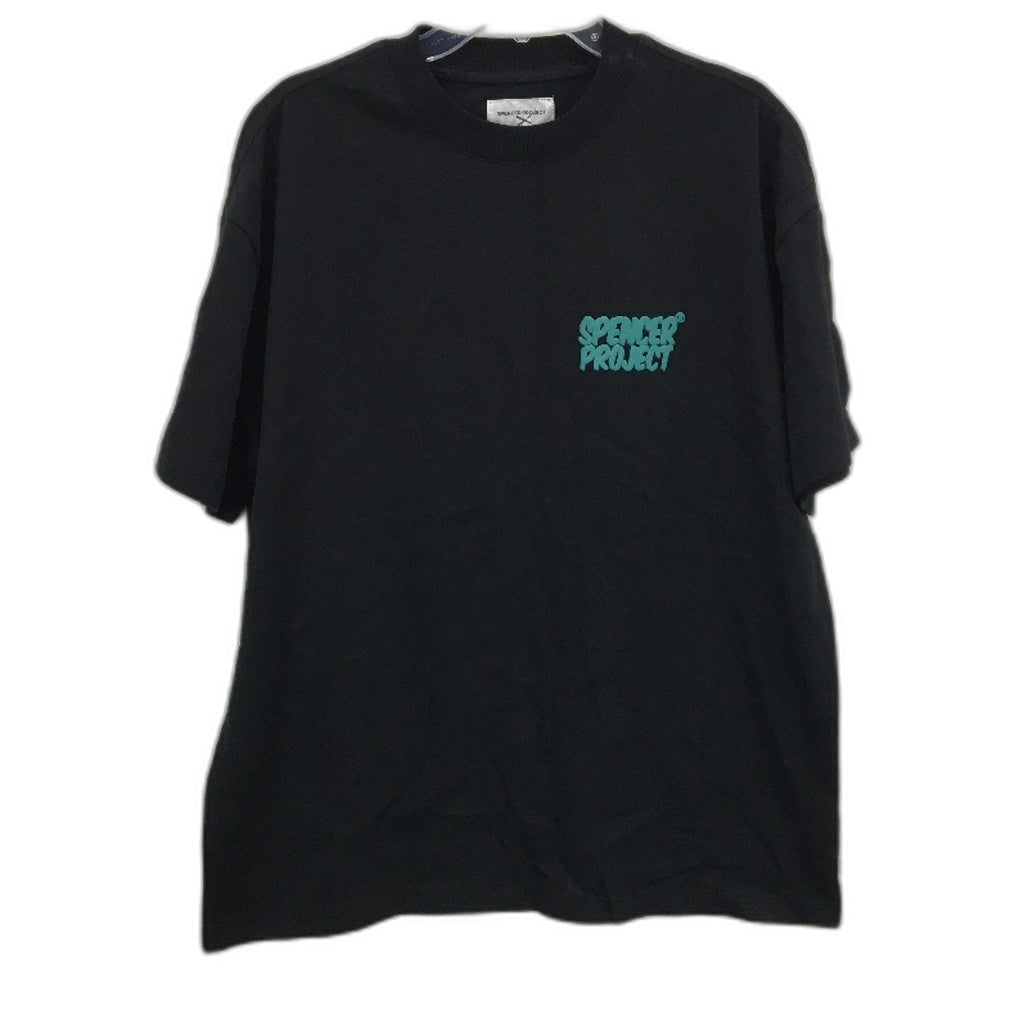 Spencer Project 100% Cotton Black Puffy Teal Logo Classic Tee Unisex Size L NEW