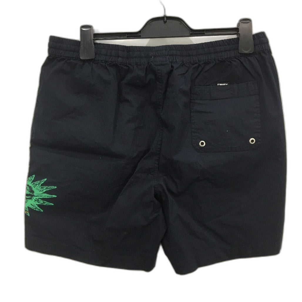 Insight Navy Blue Cotton Print Logo Elastic Waisted Shorts Mens Size 34 NEW