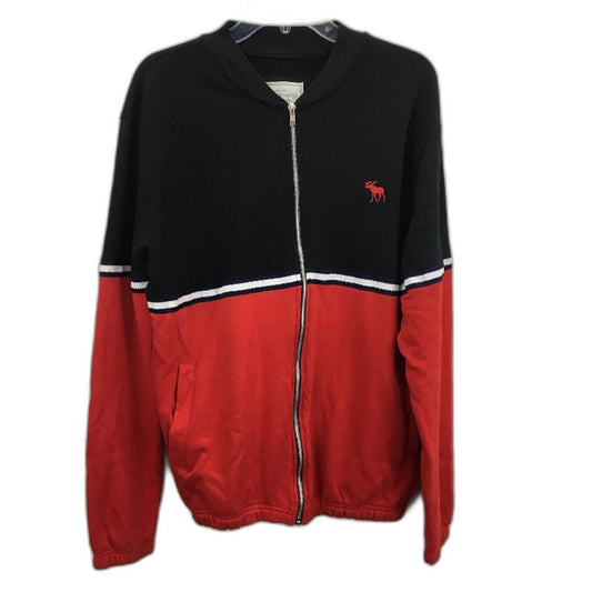 Abercrombie & Fitch Red & Black Zip Up Soft Jumper Mens Size Large NEW